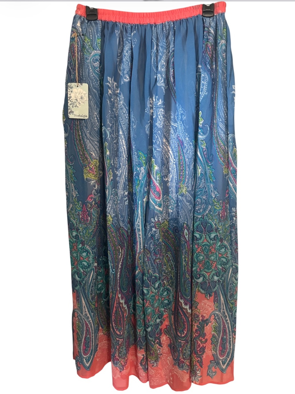 Nostalgia 🆕 Boho Paisley Print Flowy Ultra Wide Leg Palazzo Pants NWT Size Large